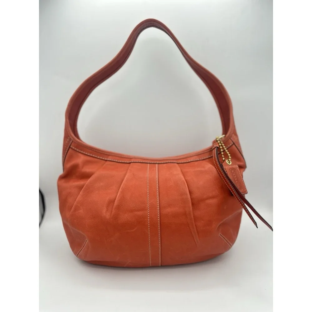 Coach Ergo Pleated Hobo Leather Shoulder Bag 12235 Burnt Orange Vintage